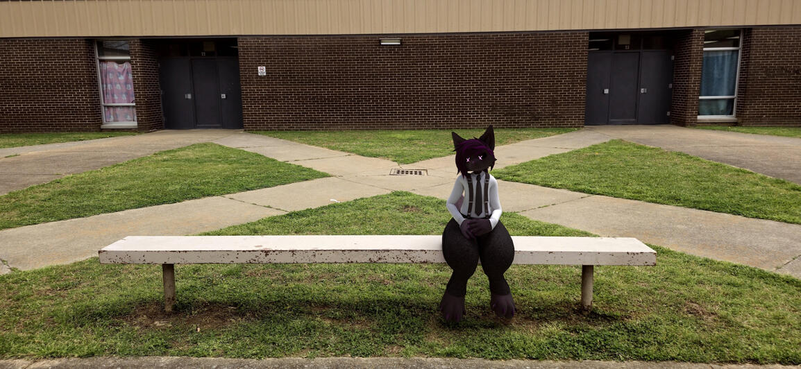 CGI Render of my OC sitting on a bench