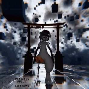 A short gif of a character with a animated background